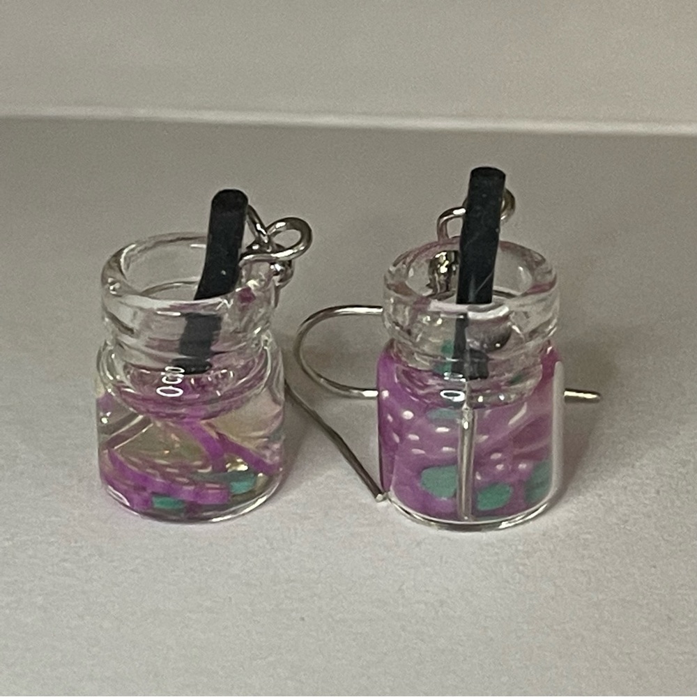 New Handmade Summer Fruity Grape Slice Glass S925 Sterling Silver Earrings - Picture 13 of 15